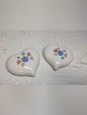 Vintage Homeco Lasting Products Inc Hand Painted Ceramic Hearts Wall Art Set 